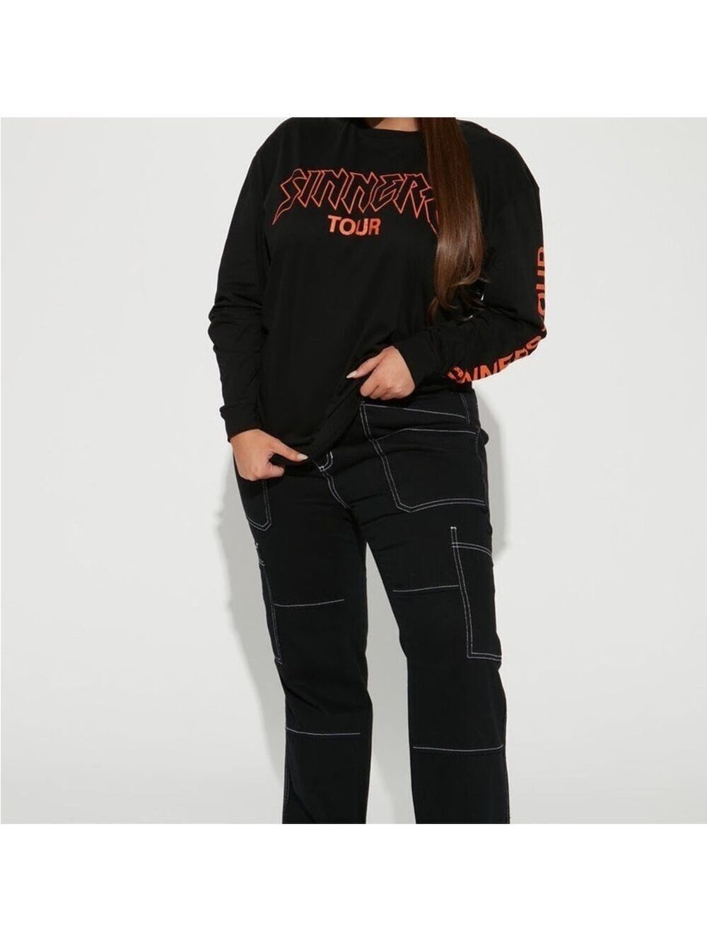 Sinners Tour Graphic Crewneck Long sleeved Tee, Size XL